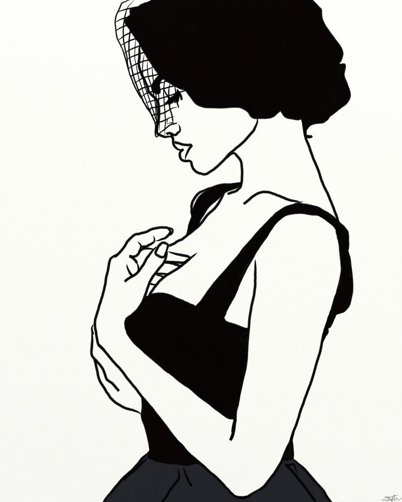 794x993 Art Print Of Digital Painting Black And White Portrait Of A Etsy