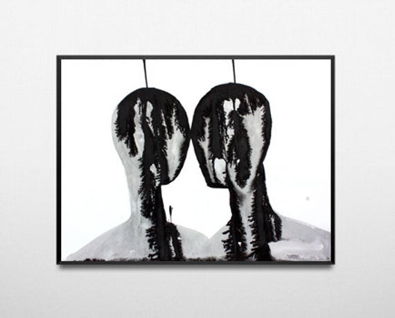 570x459 Black And White Contemporary Abstract Portrait Couple Etsy