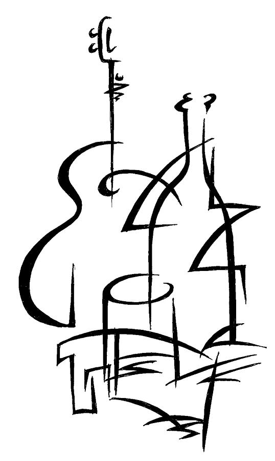 538x900 Still Life With Guitar Drawing