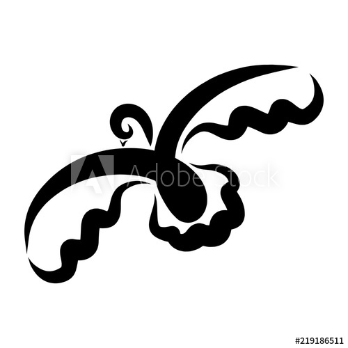 500x500 Flying Bird, Drawing With Black Lines And Waves