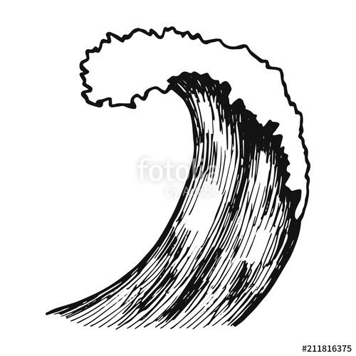 500x500 Wave Sea Sketch Vector Isolated Silhouette Stock Image