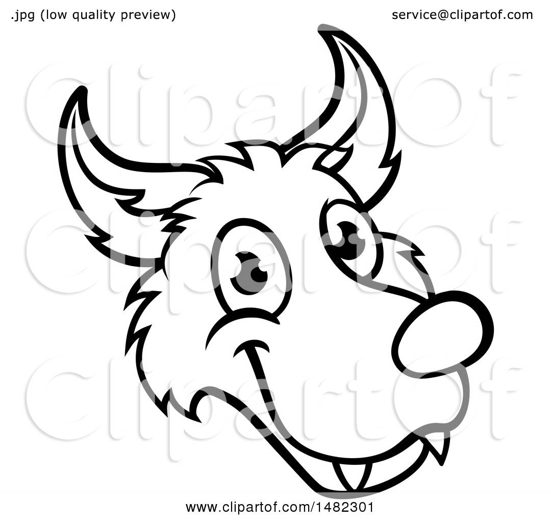 1080x1024 Clipart Of A Black And White Wolf Face Mascot From The Three