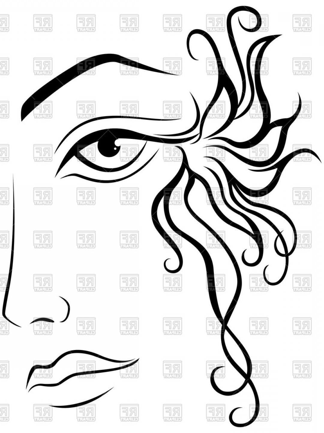 1080x1440 Part Of Abstract Black And White Women Face Vector Clipart Lazttweet