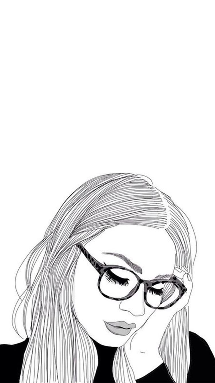 750x1334 Outlined Drawings Tumblr Girl Drawing