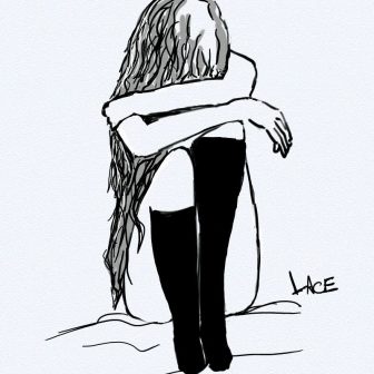 336x336 Black And White Girl Cartoon Drawing Bun Anime Cute Cat Art