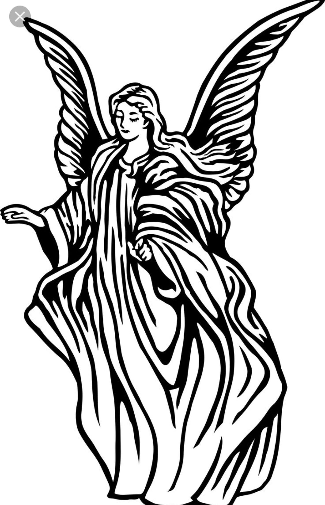 1125x1744 Black Angel Drawing, Angel, Outline Art