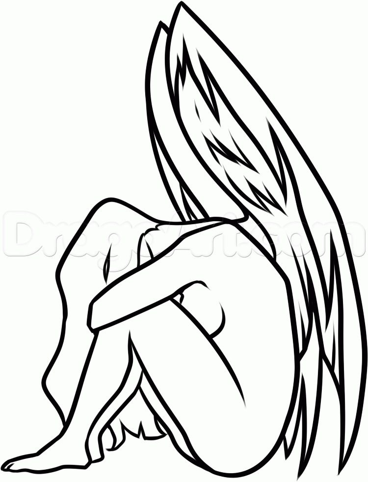 750x983 Step How To Draw A Sad Angel