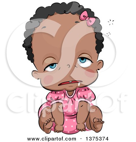 450x470 clipart of a cartoon black baby boy running and aiming a popgun