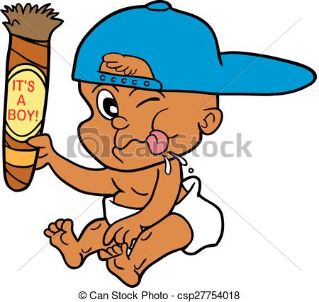 450x427 Black Baby Clipart Vector Black Ba Boy Holding Cigar Royalty Free