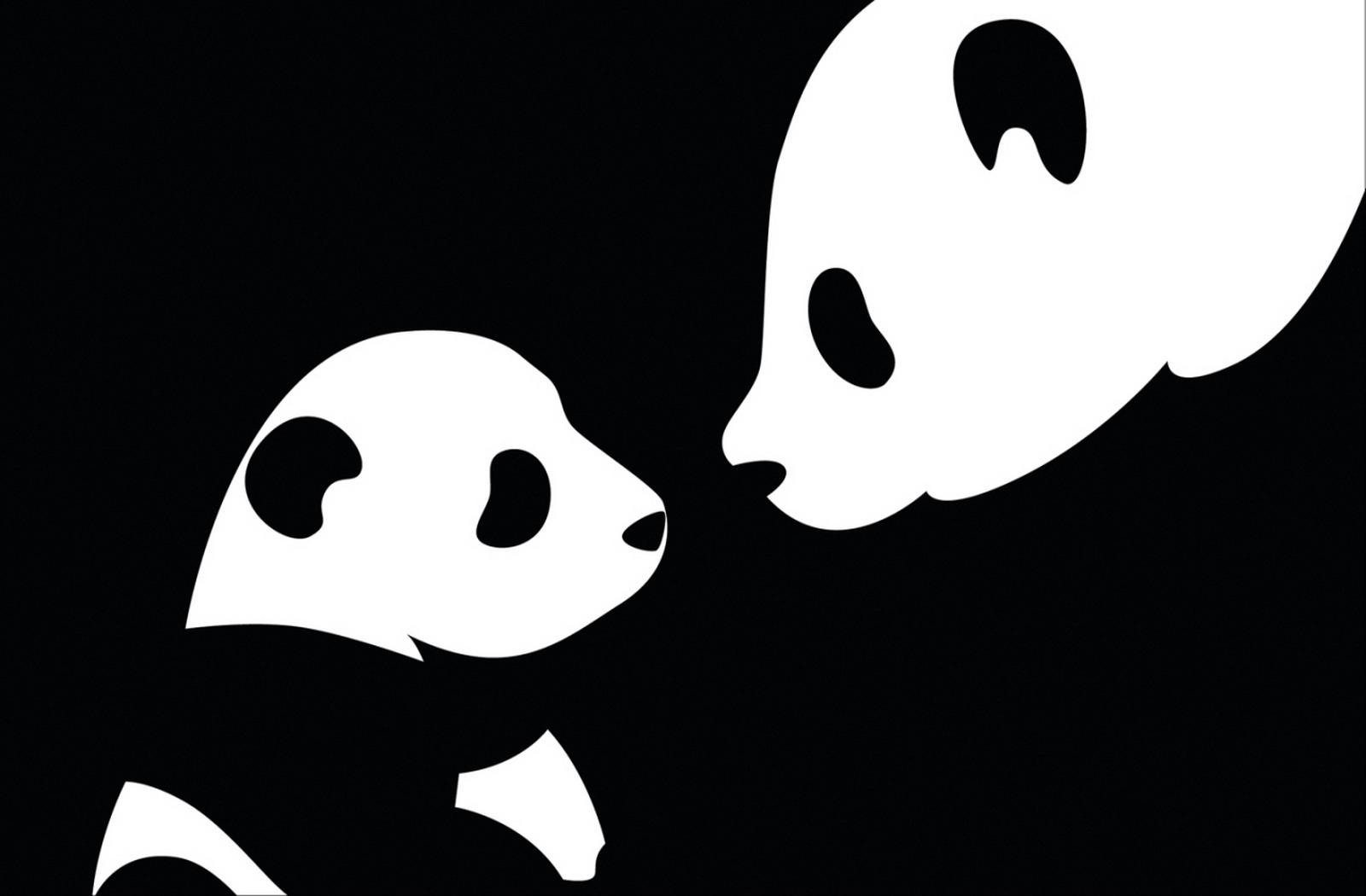 1600x1050 Download Wallpaper Panda, Drawing, Black, White Hd