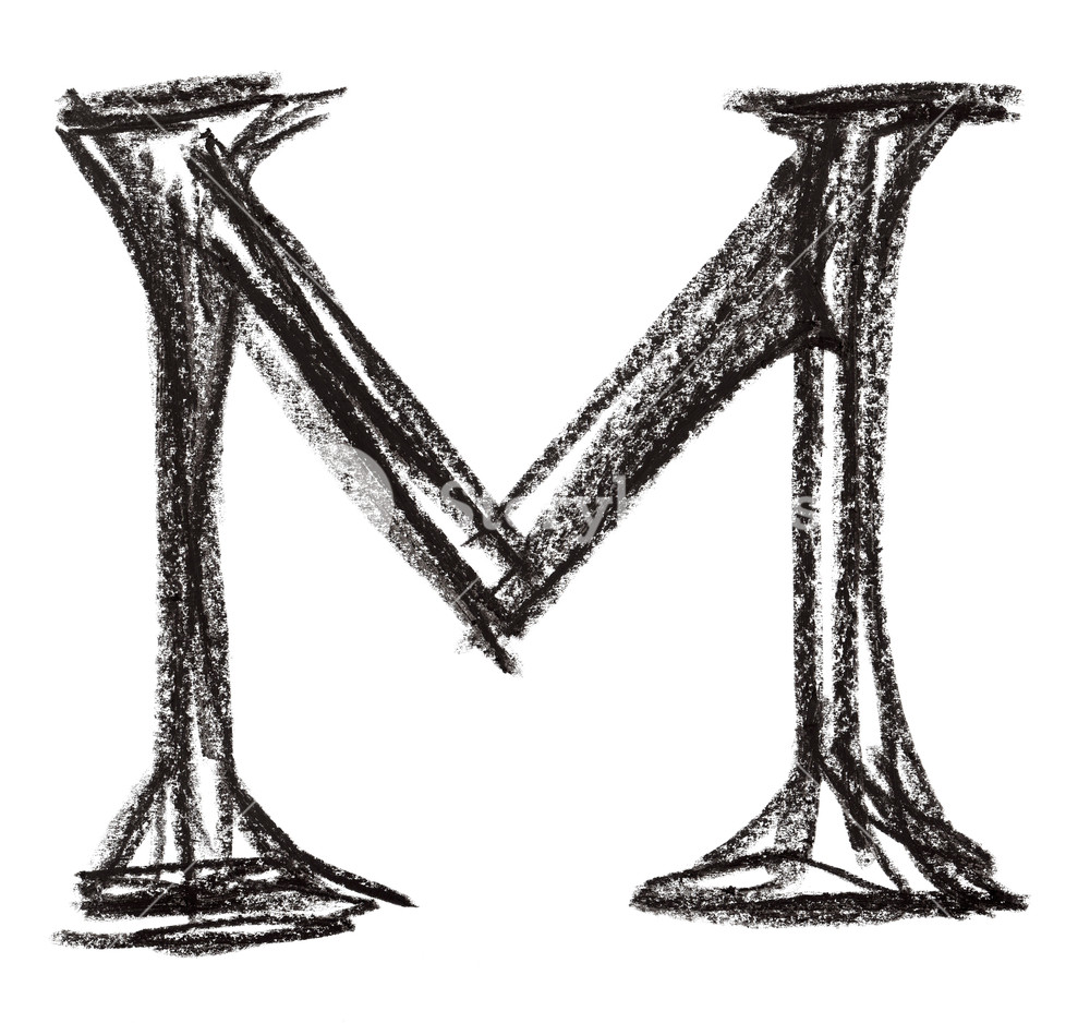 1000x938 Handwritten Sketch Black Letter M On White Background Royalty Free
