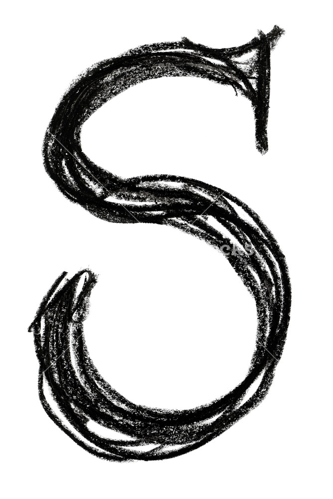 668x1000 Handwritten Sketch Black Letter S On White Background Royalty Free