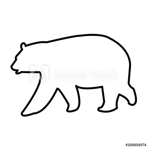 500x500 Black Bear Outline Clip Art On White Background