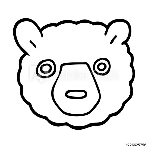 500x500 Line Drawing Cartoon Bear Face