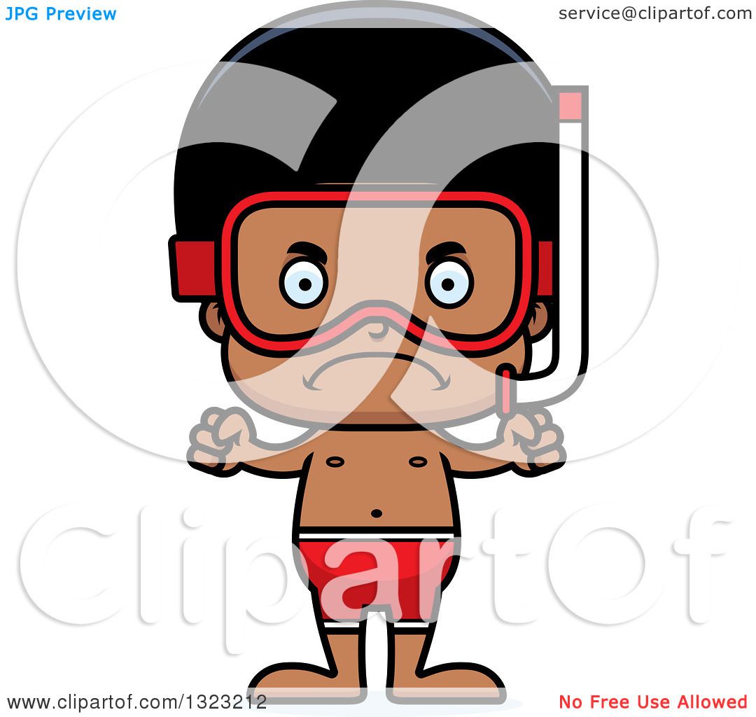 1080x1024 Clipart Of A Cartoon Mad Black Boy In Snorkel Gear
