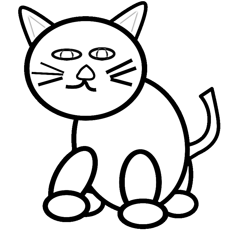 800x800 Drawing Clip Cute Cat Black White Transparent Png Clipart Free
