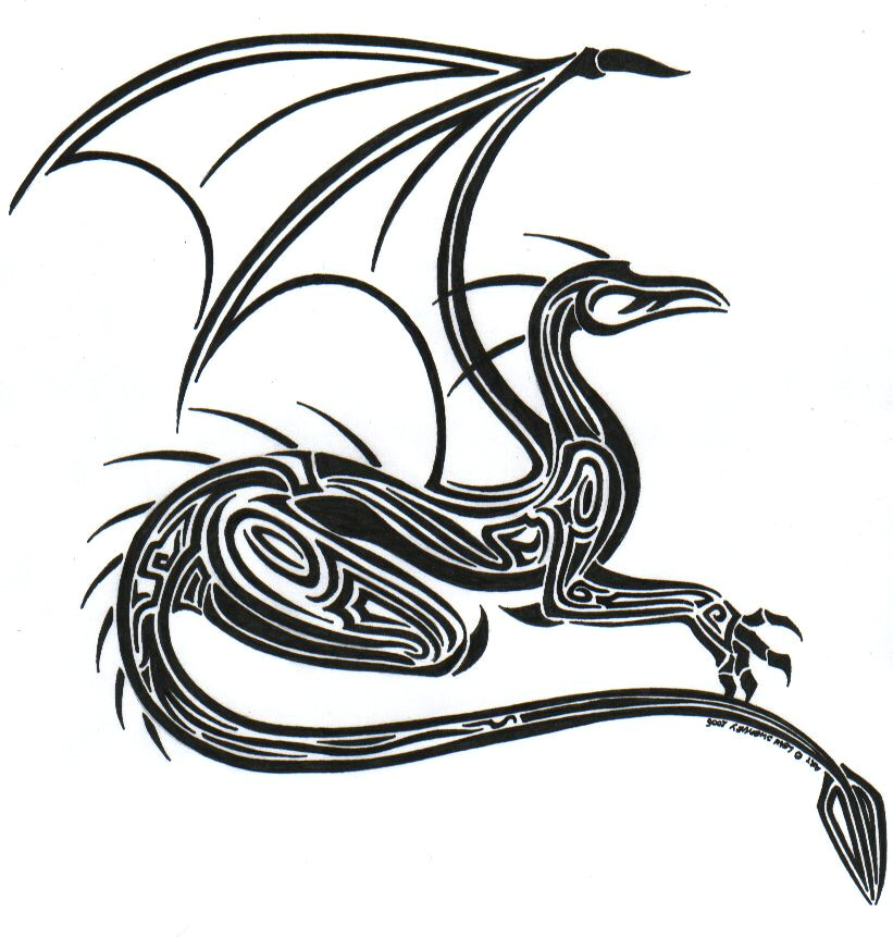 821x861 Drawing Of Tribal Dragons Tribal Dragon