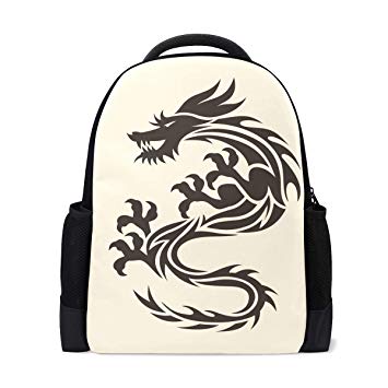 355x355 Black Dragon Drawing Cool Backpack Laptop School Bag