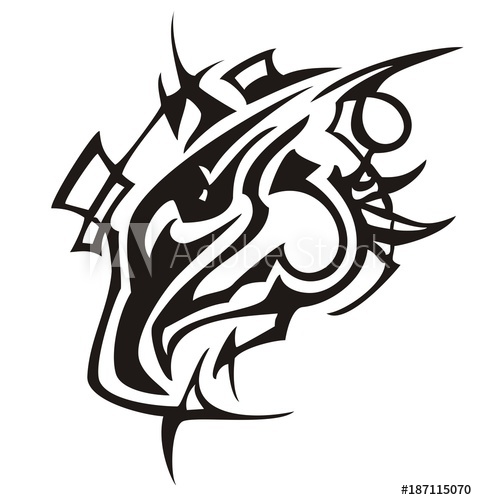 477x500 Tribal Eagle Head Linear Pattern Stylization Of A Peaked Black