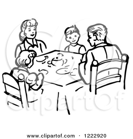 450x470 Clipart Of A Family Eating Supper