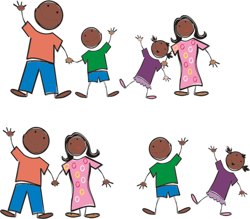 500x437 Stick Figure Black Family
