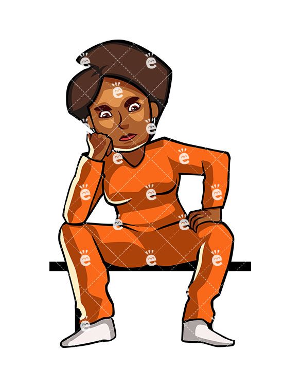 585x755 upset black female inmate, lost in her thoughts