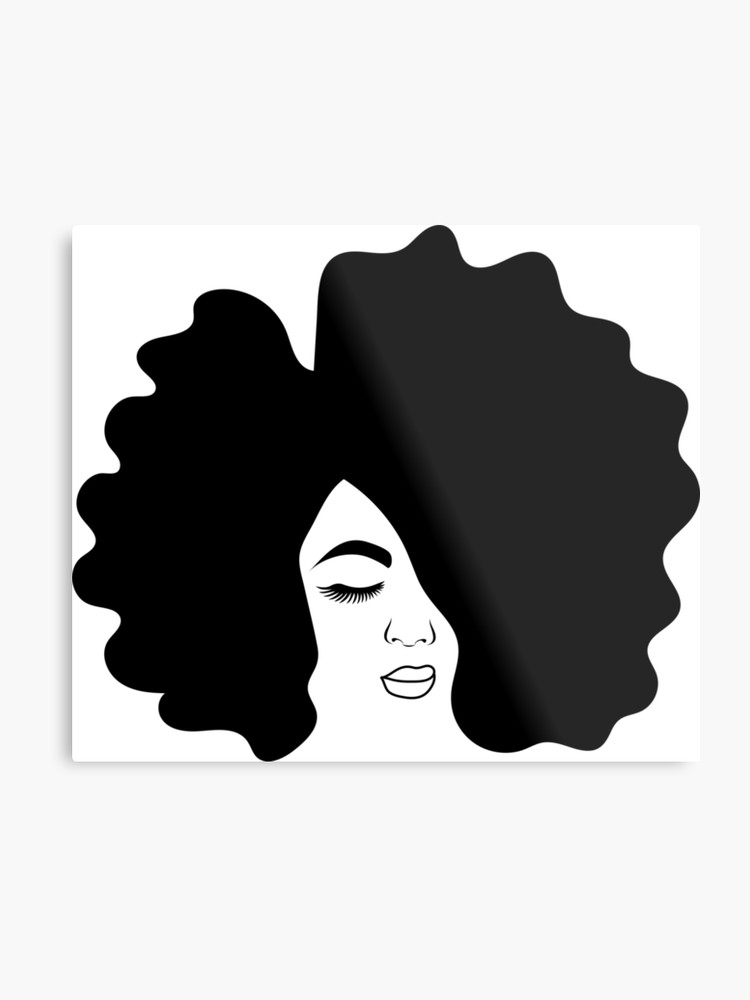 750x1000 Big Afro Drawing Black Woman With Natural Hair Metal Print