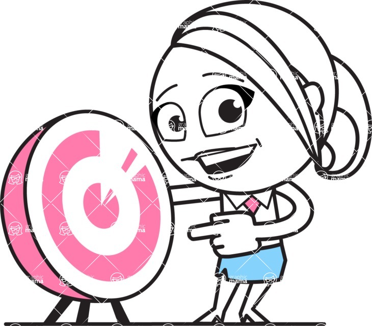 730x640 Cute Black And White Girl Cartoon Vector Character Aka Heidy