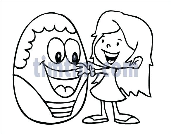 585x458 Easter Eggs Drawings Cartoon Drawing Of A Small Girl With Egg