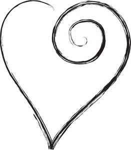262x300 Hearts Clipart Black And White Black Heart In A Pretty Scroll