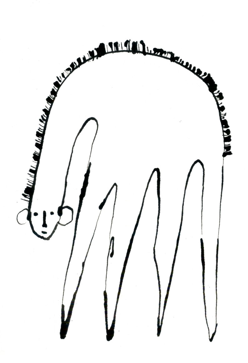 794x1161 Long Necked Prickleback Beast Abstract Black And White Line Etsy