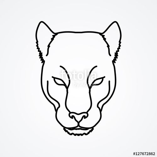 500x500 Vector Black Panther Head Outline Graphic Vector School Ideas