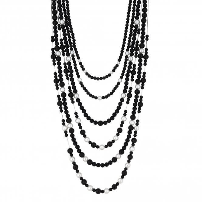 665x665 Black Pearl Multi Row Statement Necklace Apparel And Accessories