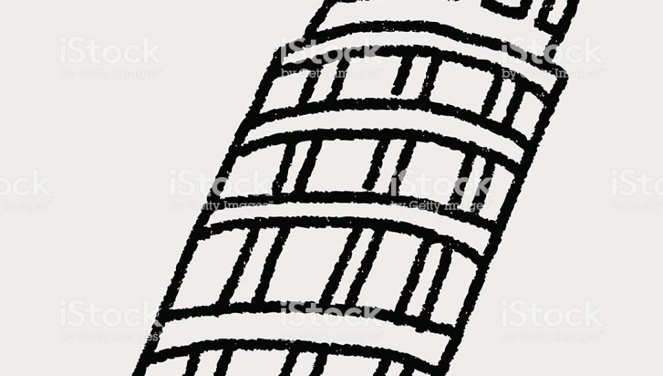 960x544 Leaning Tower Of Pisa Drawing Unique Black And White Cartoon Step