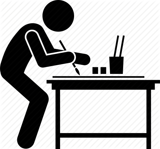 512x476 Drawing, Man, Paintbrush, Painting, Person, Table Icon