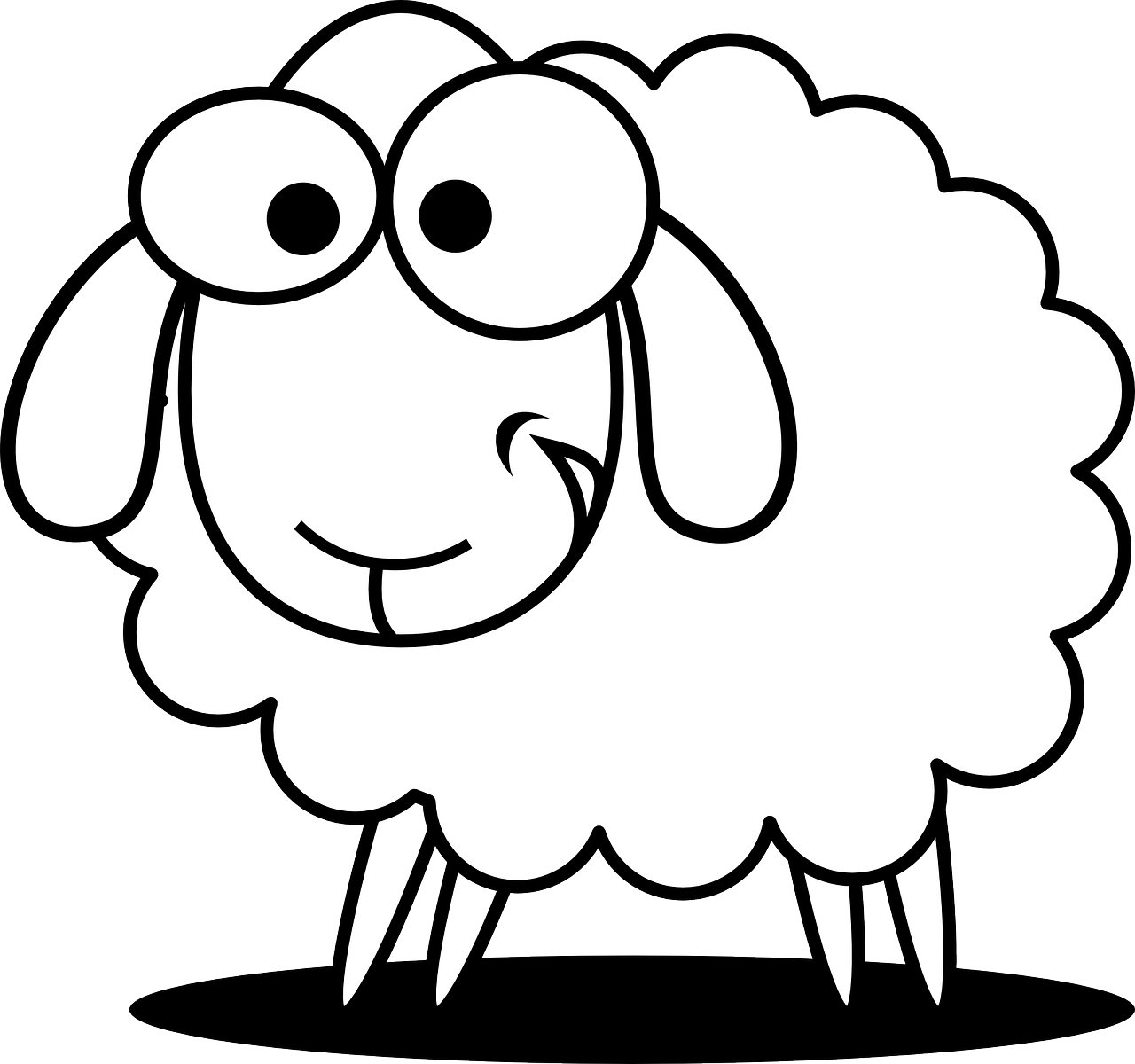 1280x1200 Drawing Sheep Black And White Transparent Png Clipart Free
