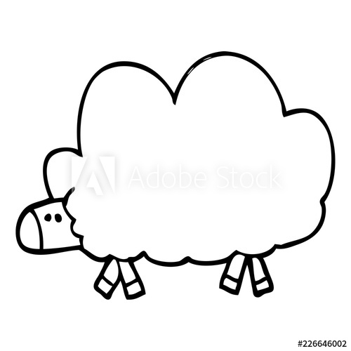 500x500 Line Drawing Cartoon Of A Black Sheep