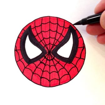 336x336 Black Spiderman Drawing Easy Iron Book Face Spider Man Simple