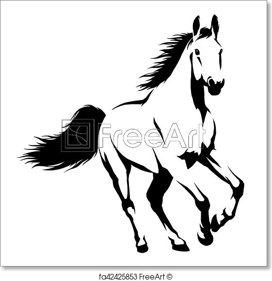 561x581 Free Art Print Of Black And White Linear Paint Draw Horse
