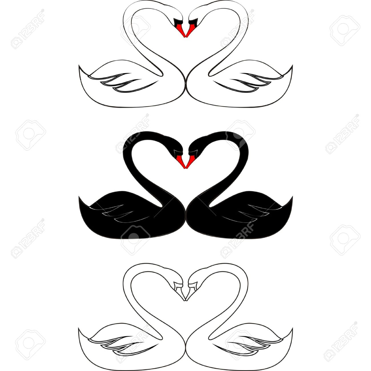 1300x1300 Heart Swan Clipart