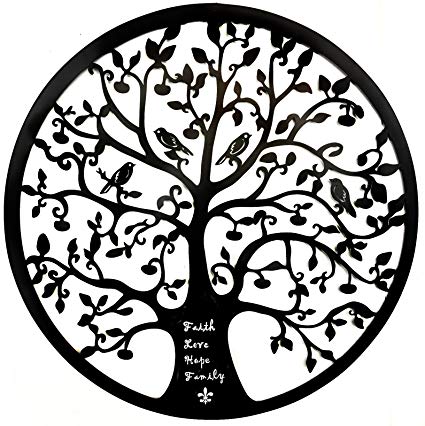425x426 Black Tree Of Life Wall Art Hanging Metal Iron Sculpture Garden