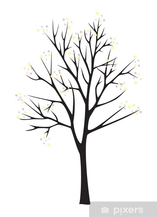 509x700 Black Tree Silhouette On White Background Wall Mural Pixers