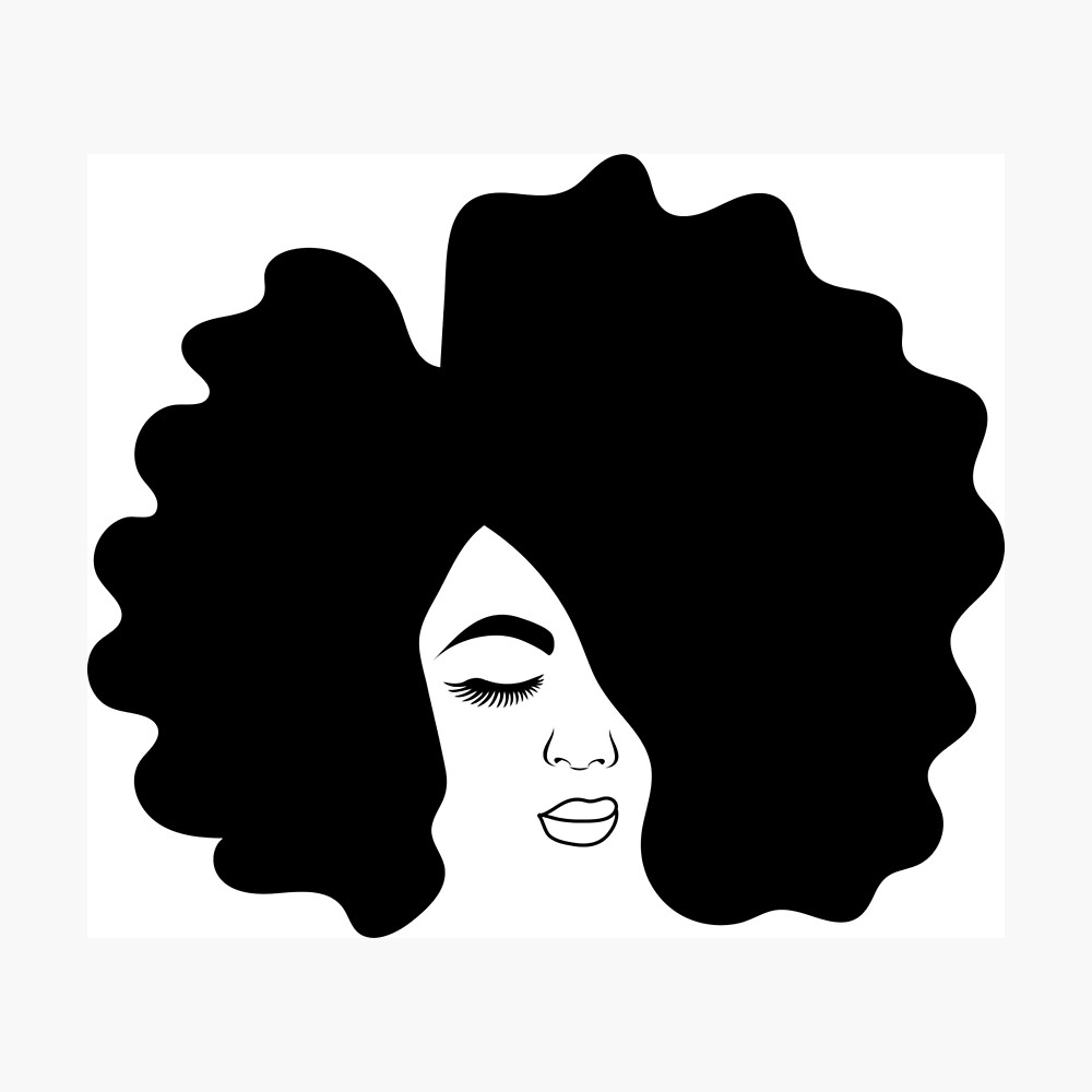 1000x1000 Big Afro Drawing Black Woman With Natural Hair Photographic Print