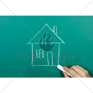325x325 Blackboard With House Drawing Gl Stock Images
