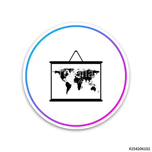 500x500 World Map On A School Blackboard Icon Isolated On White Background