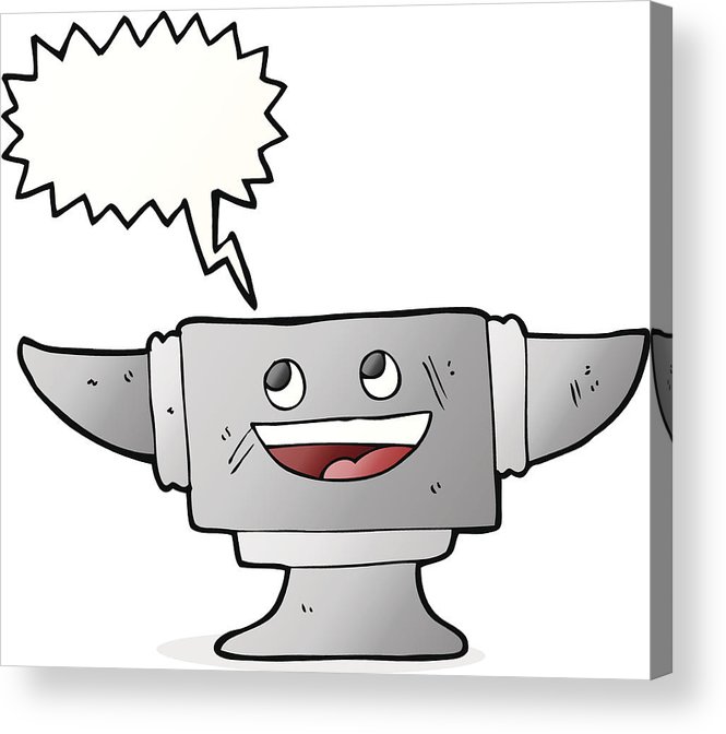 665x672 Cartoon Blacksmith Anvil With Speech Bubble Acrylic Print