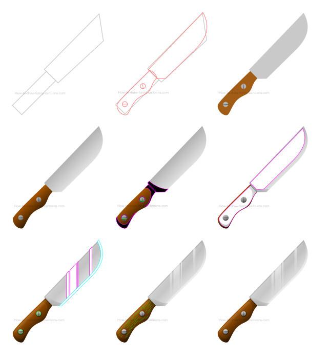 640x694 How To Draw A Cartoon Knife