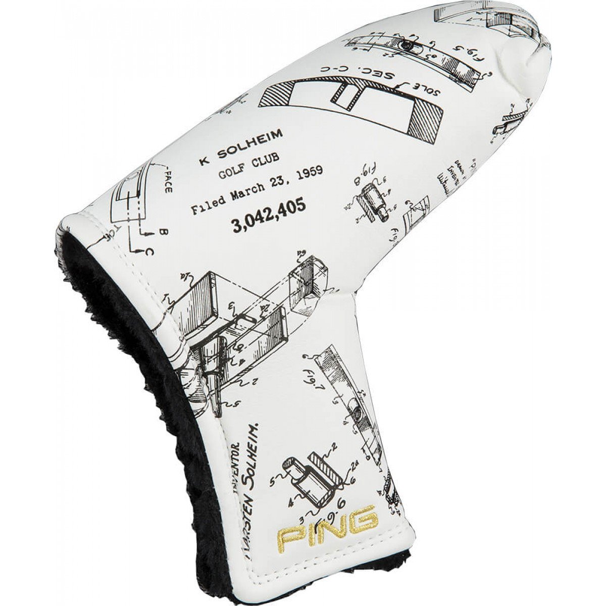 1200x1200 Ping Golf Patent Drawing Blade Putter Headcover