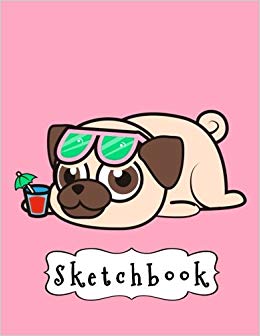 260x336 Sketchbook Cute Pug On Holiday, Large Blank Sketchbook For Kids