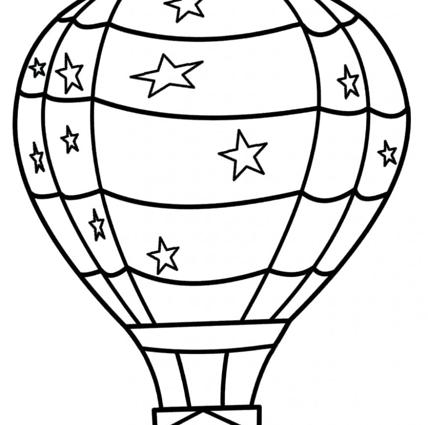 871x864 Hot Air Balloon Coloring Sheet